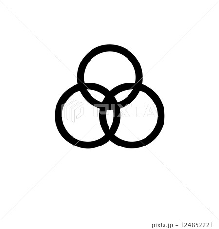 Borromean Three Rings, Optical Illusion Solid Flat Vector Icon Isolated on White Background 124852221