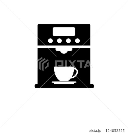 Professional Coffee Machine, Latte Maker Solid Flat Vector Icon Isolated on White Background Professional Coffee Machine, Latte Maker Solid Flat Vector Icon Isolated on White Background 124852225