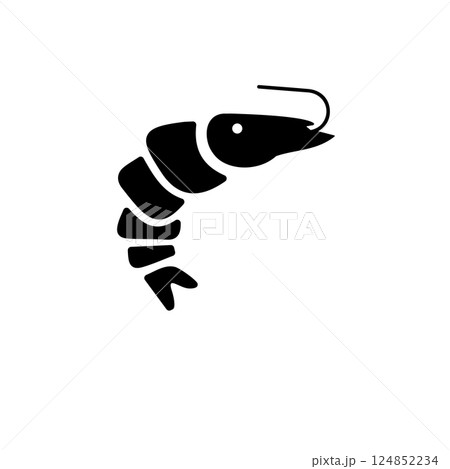 Shrimp Seafood, Langoustine, Tiger Prawn Solid Flat Vector Icon Isolated on White Background 124852234