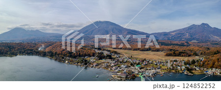 野尻湖上空からドローン撮影 晩秋 長野県信濃町 野尻湖上空からドローン撮影 晩秋 長野県信濃町 124852252