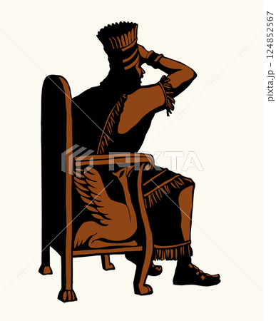 Vector drawing. The king looks at the youths in the oven Vector drawing. The king looks at the youths in the oven 124852567