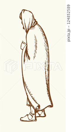 Vector drawing. Ancient man. Side view Vector drawing. Ancient man. Side view 124852589