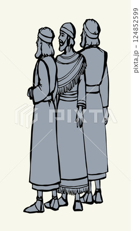 Vector drawing. People stand befor king Vector drawing. People stand befor king 124852599