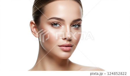 Model isolated on white background, close-up 124852822