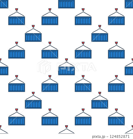 Blue Shipping Container vector colored seamless pattern - logistics background Blue Shipping Container vector colored seamless pattern - logistics background 124852871