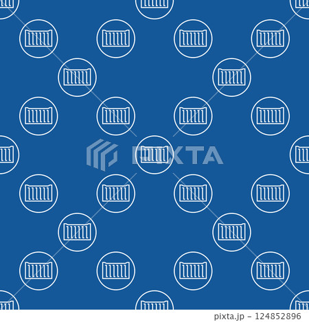 Shipping Container vector round seamless pattern - modern line background 124852896