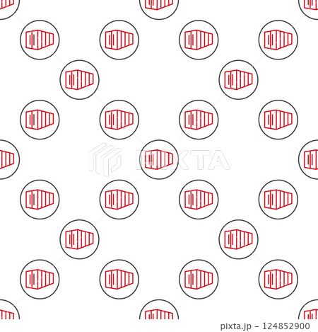 Shipping Container vector round seamless pattern in modern line style 124852900