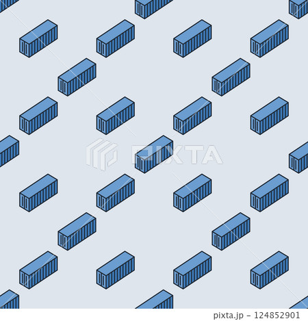 Shipping Container blue seamless pattern - vector transportation background 124852901