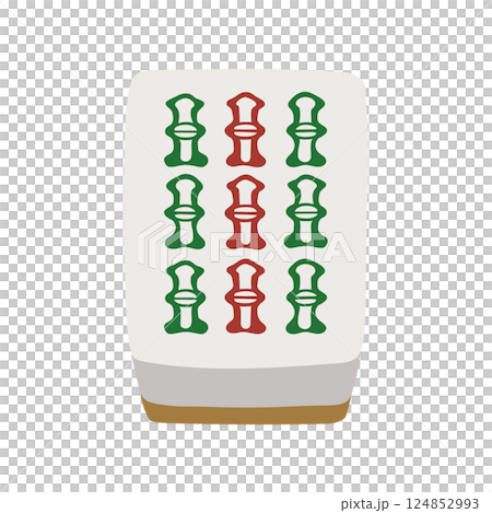 Hand-drawn illustration of mahjong tile nine-sac 124852993