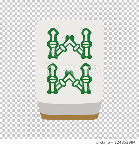 手描きの麻雀牌の八索の絵札イラスト 124852994