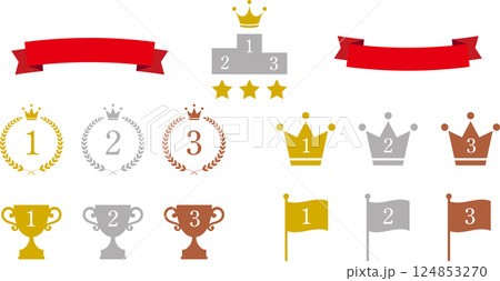月桂冠・メダルのランキングイラストアイコン2 124853270