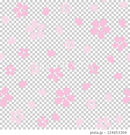 Seamless pattern of scattered cherry blossoms in pink 124853304