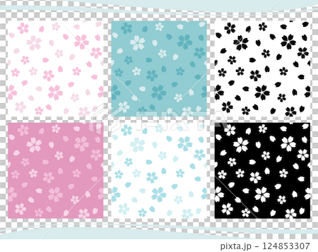 桜散らしのシームレスパターン6種セット 124853307