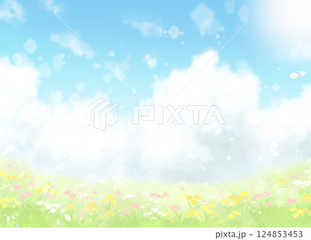 花畑のある風景 花畑のある風景 124853453