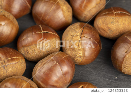 edible Asian chestnut fruits for frying or baking 124853538