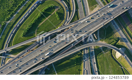 Lot of cars on modern road junction 124853789