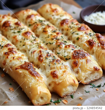 Mouthwatering pizza topped with rich cheese and savory sauce cooked to golden perfection 124854542