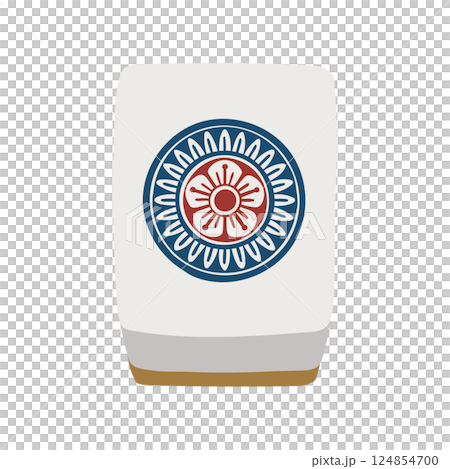 麻將牌的手繪插圖 124854700