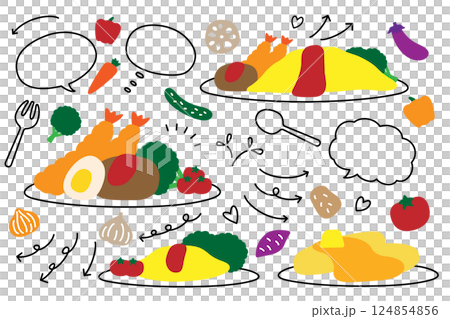 Cute Western food speech bubble arrow set 124854856