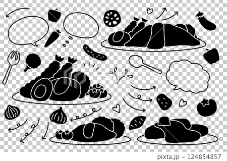 可愛的西餐語音泡棉箭頭集 124854857