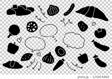 かわいい 食べ物 吹き出し 矢印 セット かわいい 食べ物 吹き出し 矢印 セット 124854860