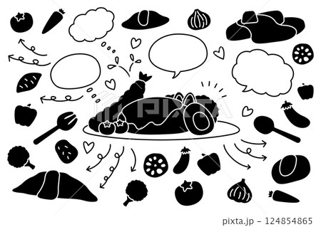 かわいい 食べ物 吹き出し 矢印 セット 124854865