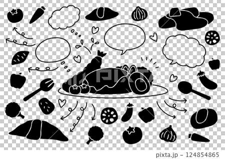 かわいい 食べ物 吹き出し 矢印 セット 124854865