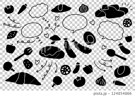 Cute food speech bubble arrow set 124854866