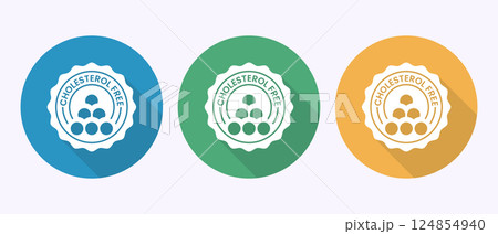 Cholesterol free icon, Cholesterol free logo badge label in shadow button design 124854940