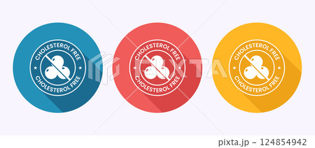 Cholesterol free icon, Cholesterol free logo badge label in shadow button design 124854942