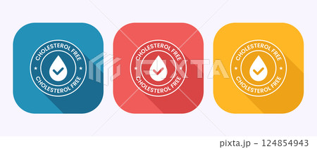 Cholesterol free icon, Cholesterol free logo badge label in shadow button design 124854943