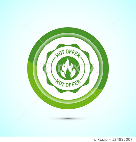 Hot offer icon design illustration. Hot sale, Hot offer label sign symbol, Button design Hot offer icon design illustration. Hot sale, Hot offer label sign symbol, Button design 124855007