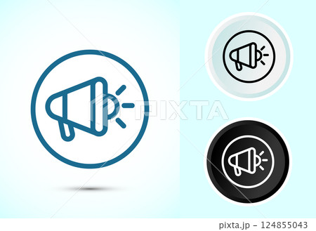 Megaphone icon design illustration, Loudspeaker icon, Shout announce sign symbol in color black and white Megaphone icon design illustration, Loudspeaker icon, Shout announce sign symbol in color black and white 124855043