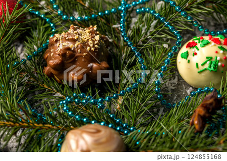 Christmas cookies with nuts and chocolate Christmas cookies with nuts and chocolate 124855168