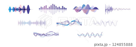 Sound Waves and Frequency Audio Waveform Vector Set 124855888