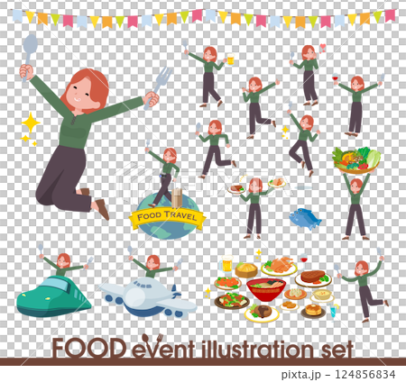 參加美食活動的一群紅髮女性 124856834