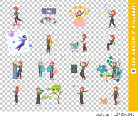 一組紅頭髮女人的嗜好和生活方式。 B型 124856843