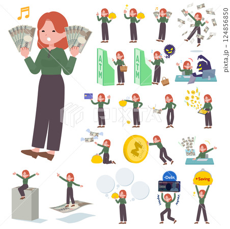 お金や経済に関する赤髪女性のセット お金や経済に関する赤髪女性のセット 124856850