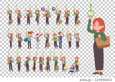 一組搭乘火車的紅髮女子 124856852