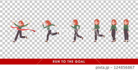 走り出す赤髪女性のセット 124856867