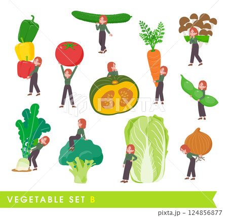 野菜と赤髪女性のセット。Bタイプ 124856877