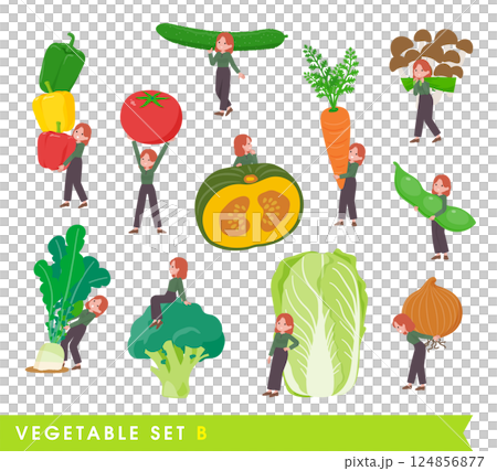 A set of vegetables and a red-haired woman. Type B 124856877