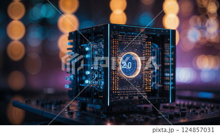 Abstract quantum computing circuit with futuristic design Abstract quantum computing circuit with futuristic design 124857031