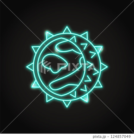 Neon hantavirus cell icon in line style 124857049