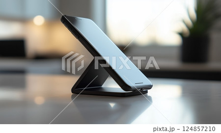 モダンなスマホスタンドとスマートフォン 124857210
