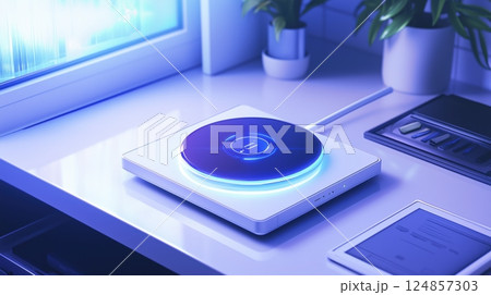 近未来デザインのワイヤレス充電器 124857303