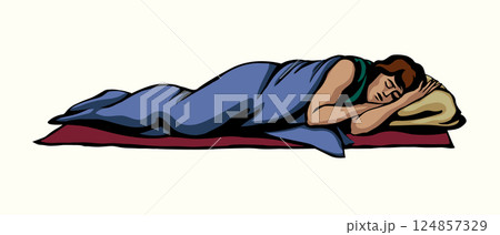 Vector drawing. Ancient sleeping man Vector drawing. Ancient sleeping man 124857329