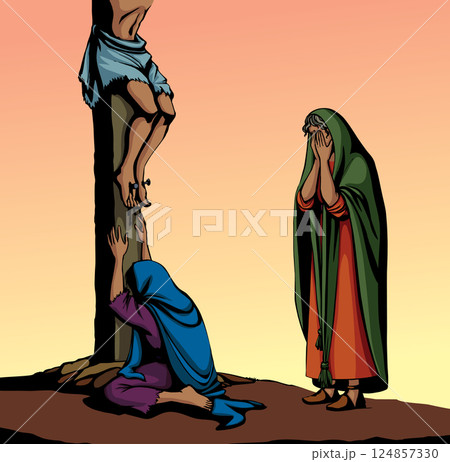 Vector drawing. Jesus on the cross Vector drawing. Jesus on the cross 124857330