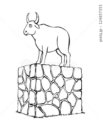 Vector drawing. Big golden idol 124857355