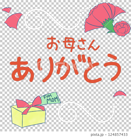 [母親節]感謝媽媽的留言卡素材/風，康乃馨，禮物 124857433